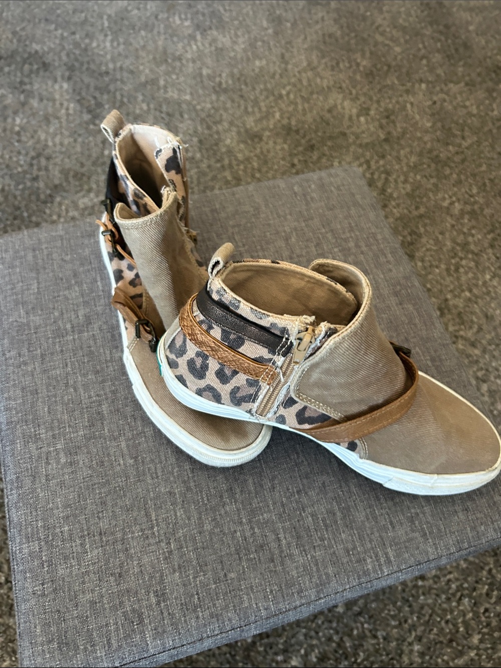 Blowfish Tan & Leopard Print Ankle Booties